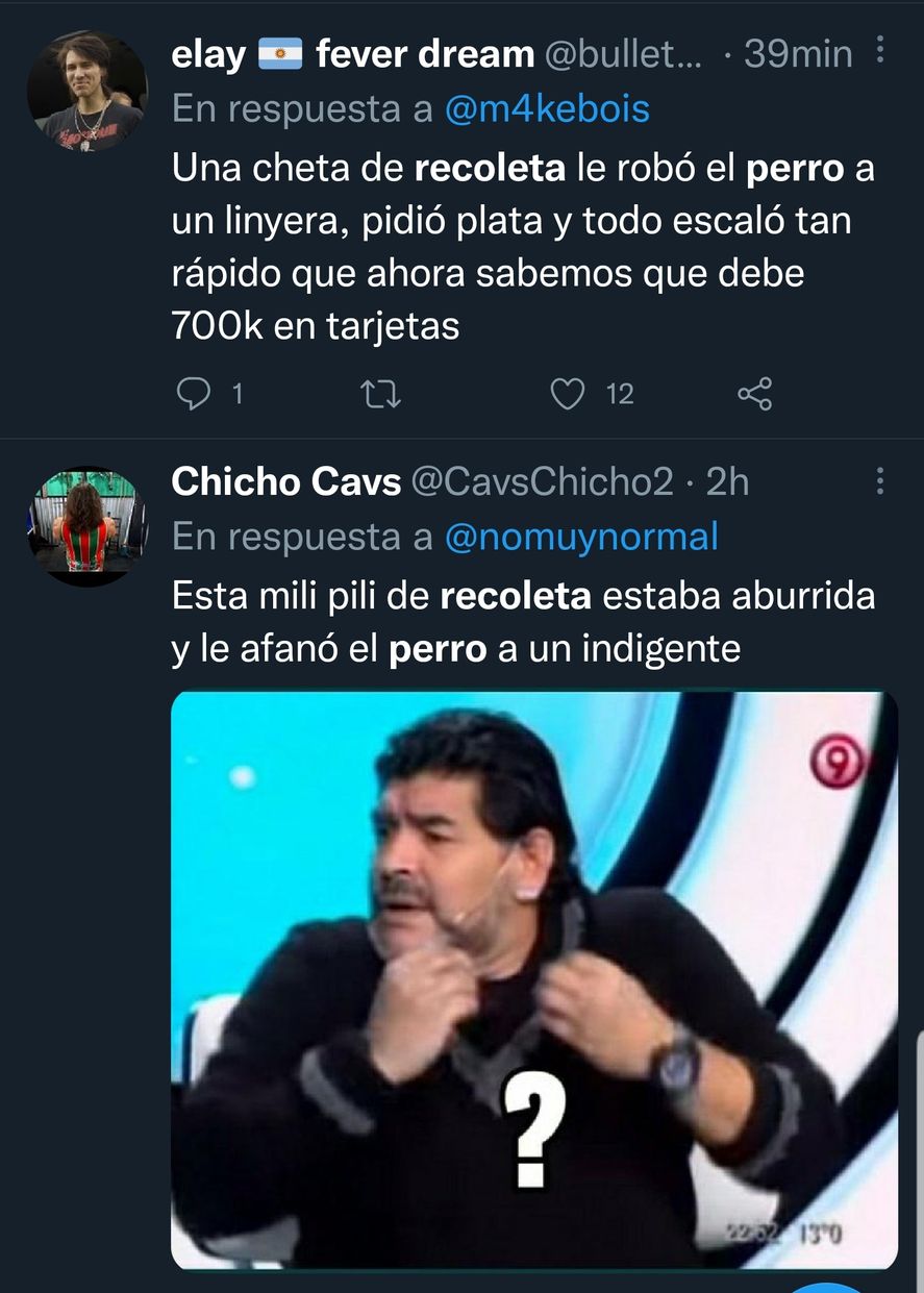 Memes e ironías también fueron parte de los mensajes acerca del robo del perro en la calle de Recoleta 