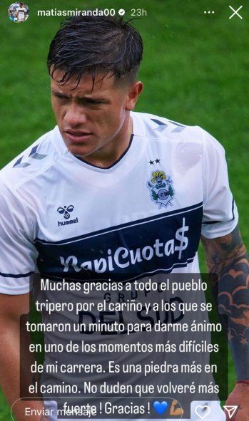 El mensaje de Matías Miranda a los hinchas de Gimnasia al pasar por una nueva operación