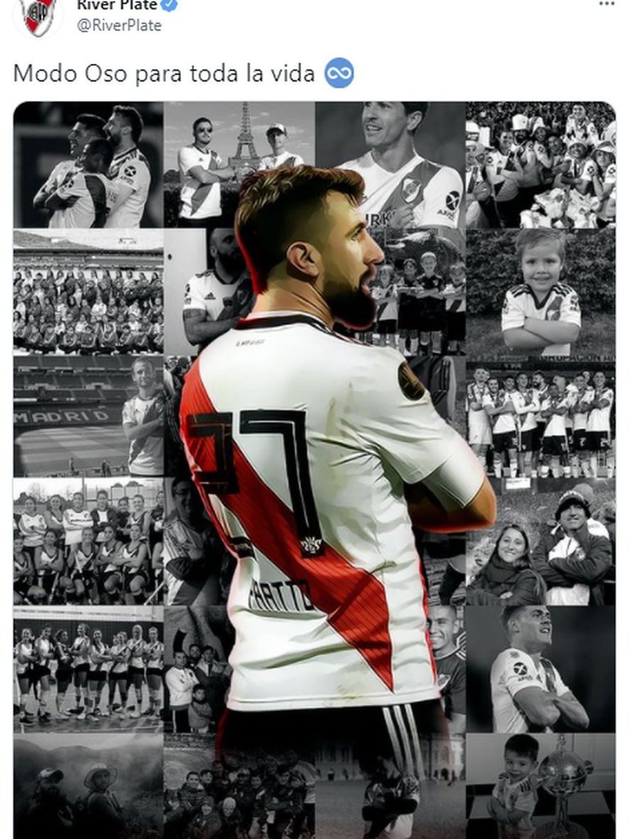 Modo Oso para siempre: el posteo de River para Lucas Pratto.