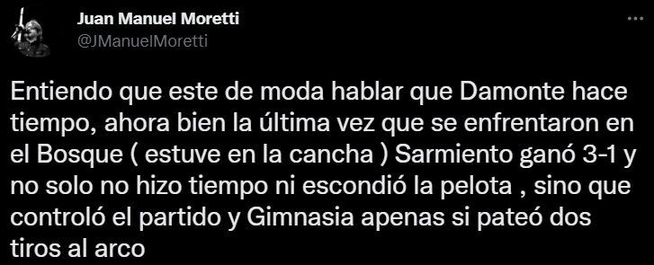 Manuel Moretti, líder de Estelares e hincha de Sarmiento, le contestó a Néstor Gorosito, técnico de Gimnasia