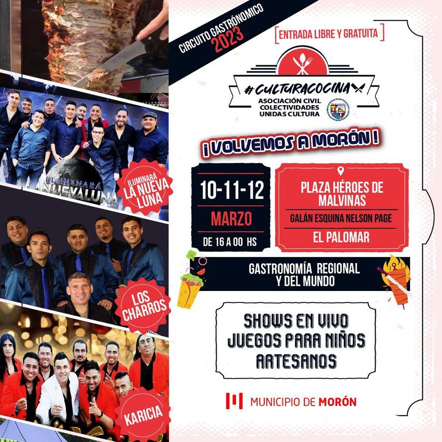 Este fin de semana se realizará el Festival "Cultura Cocina" en El Palomar.