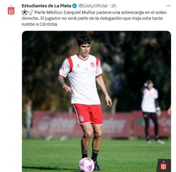 Parte médico de Estudiantes sobre la lesión de Ezequiel Muñoz Parte médico de Estudiantes sobre la lesión de Ezequiel Muñoz