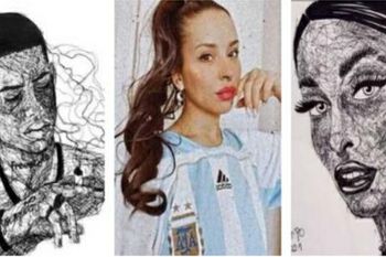 Nadia Vigo, la artista de La Matanza que embellece las redes con retratos de cantantes. 