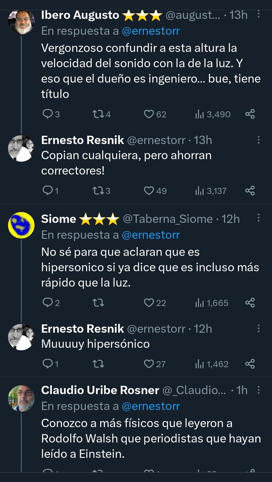 Opiniones en redes sociales sobre el grueso yerro de La Nación al confundir velocidad de la luz con velocidad del sonido 