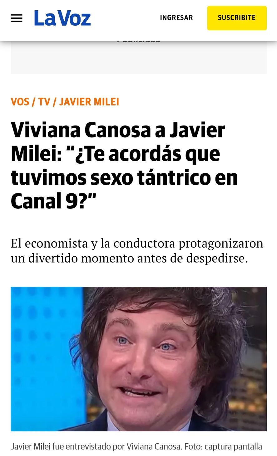 Otros tiempos, en donde Viviana Canosa no sólo no se reía de Javier Milei y su estilo de baile, sino que lo endiosaba y confesaba haber tenido sexo tántrico con él 