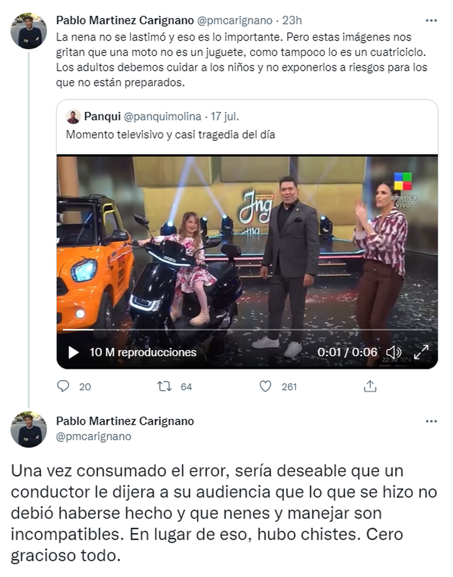 Tras el incidente con la hija de Fernánda Callejón en el programa de Mariano Iúdica, el director de la Agencia Nacional de Seguridad Vial hizo un comentario.