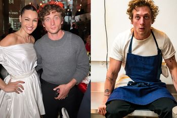 Pampita posando junto al actor de The Bear.