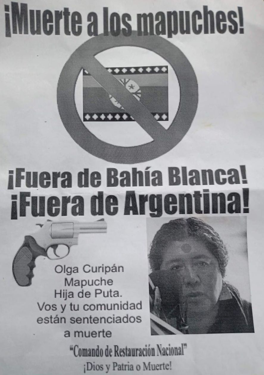 Panfletos intimidatorios contra la comunidad mapuche de Bahía Blanca