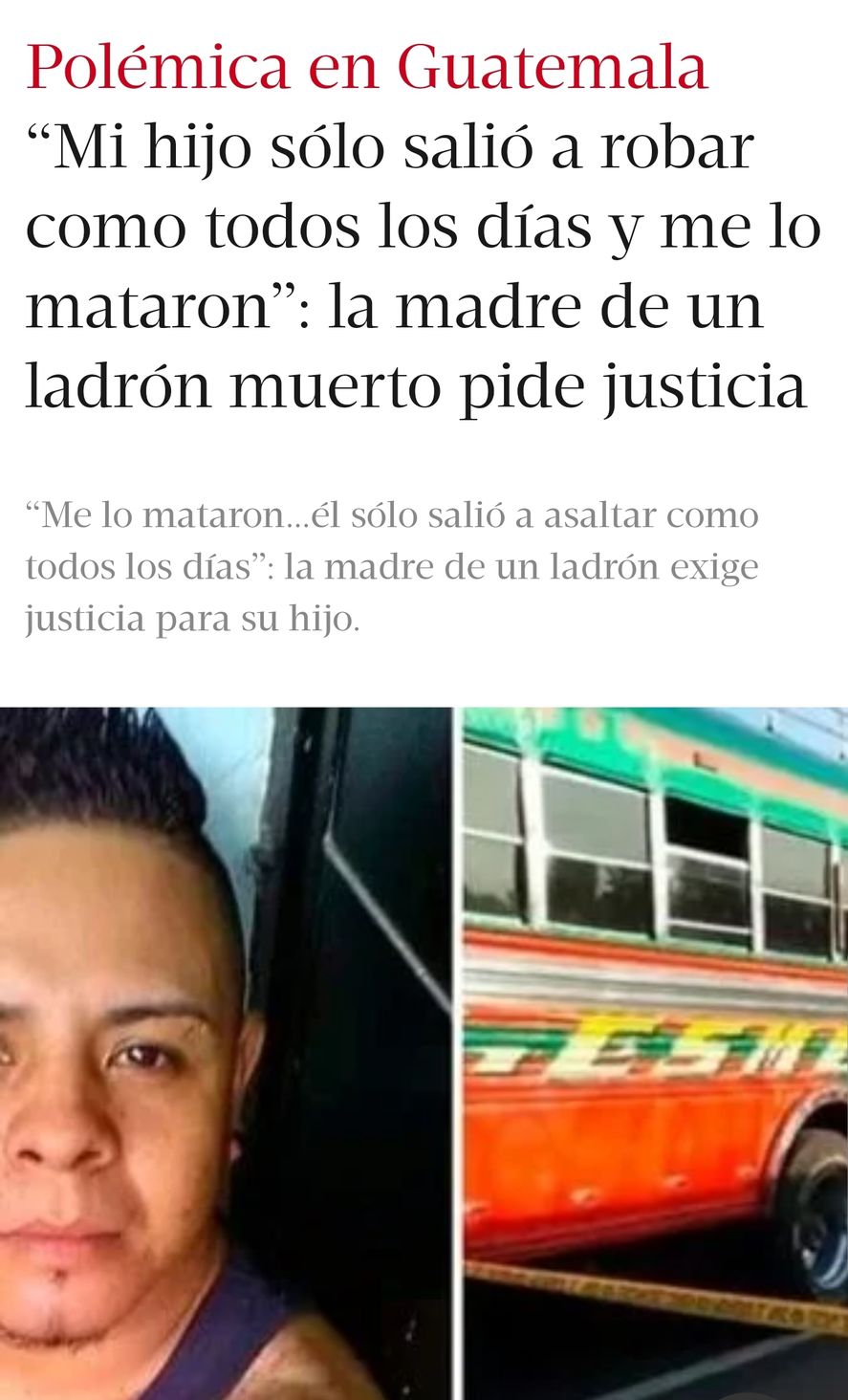 Para informarse de que el hecho se produjo en Guatemala hay que hacer click en el título de la noticia de Clarín. La gran mayoría (que no lo hace), se queda con la indignación de creer que sucedió en Argentina 