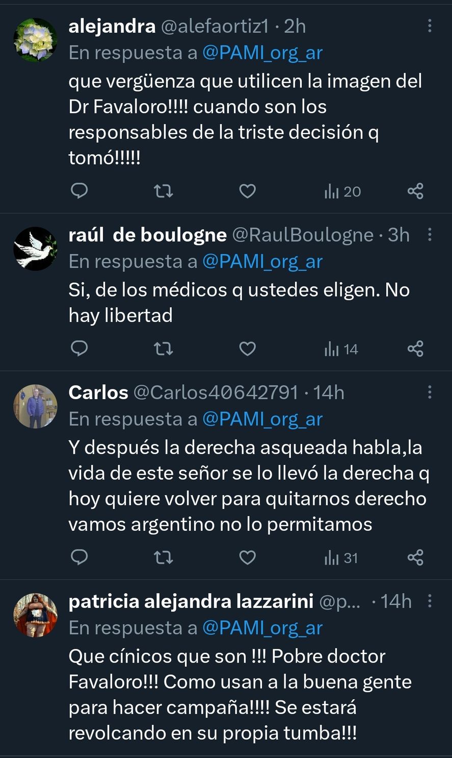 Parte de la polémica que provocó en redes sociales el video homenaje a los 100 años del nacimiento del Dr René Favaloro realizado por la obra social de jubilados y pensionados PAMI Parte de la polémica que provocó en redes sociales el video homenaje a los 100 años del nacimiento del Dr René Favaloro realizado por la obra social de jubilados y pensionados PAMI