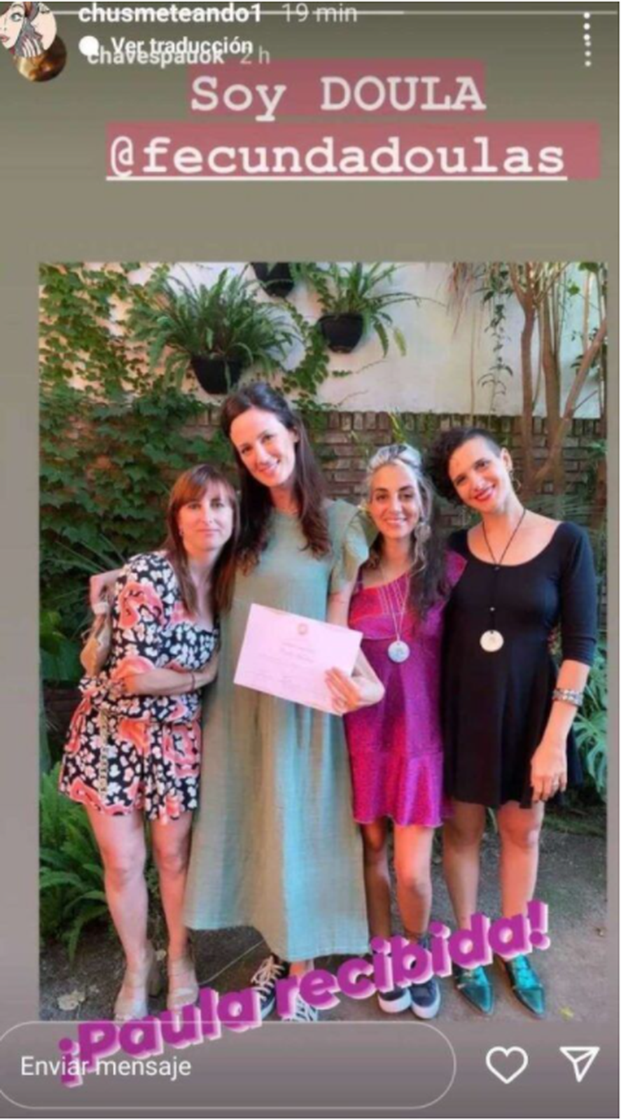 Paula Chaves contó a través de sus historias de Instagram que se recibió de doula, y las redes sociales explotaron para saber de qué se trata esa profesión relacionada al embarazo y el parto, generalmente realizada por una mujer.