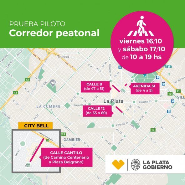 Así será el corredor peatonal por el Día de la Madre en La Plata