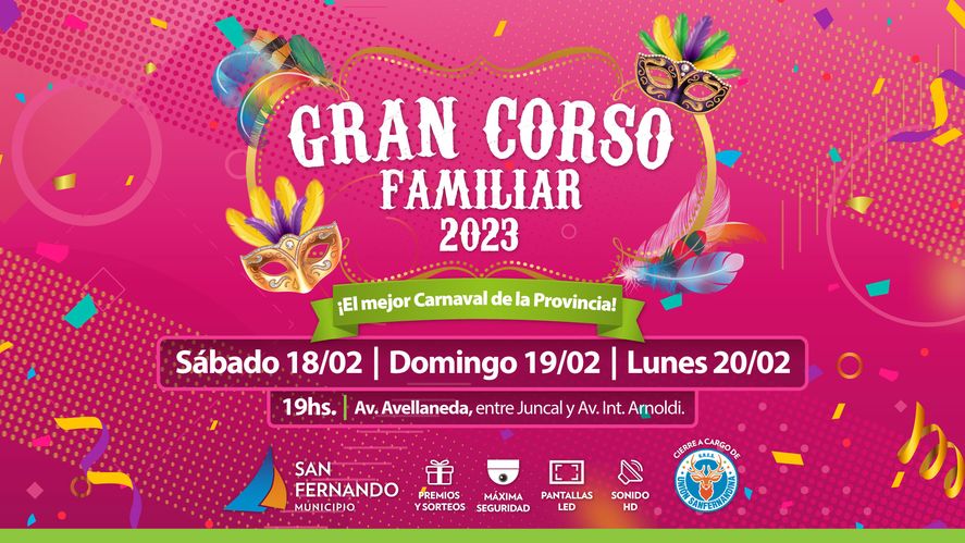 El Gran Corso familiar de San Fernando se realizará el 18, 19 y 20 de febrero.