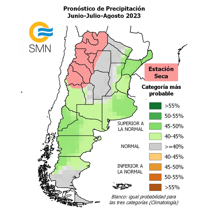 Lluvias por encima de lo normal en la Provincia de Buenos Aires durante el invierno 2023.