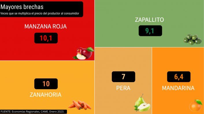 Los productos con mayor brecha de precios en enero de 2023, según la CAME.