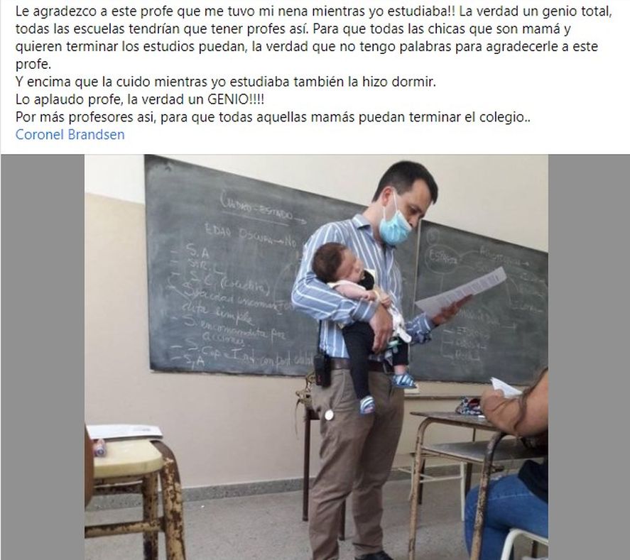 Ludmila le agradeció al profesor de Brandsen en sus redes sociales