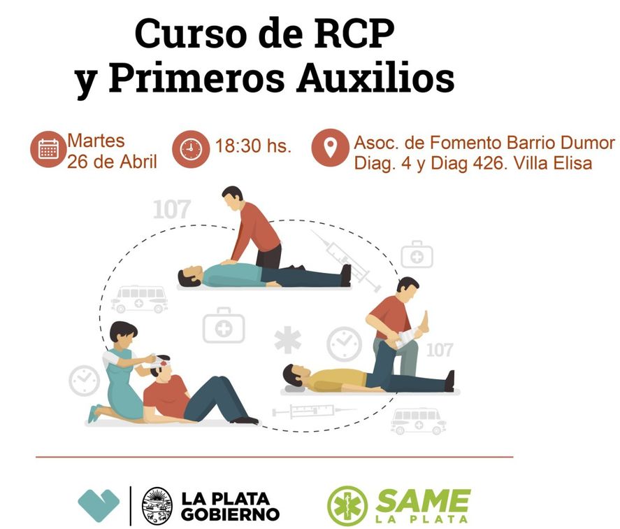 El curso gratuito de RCP será este martes en Villa Elisa