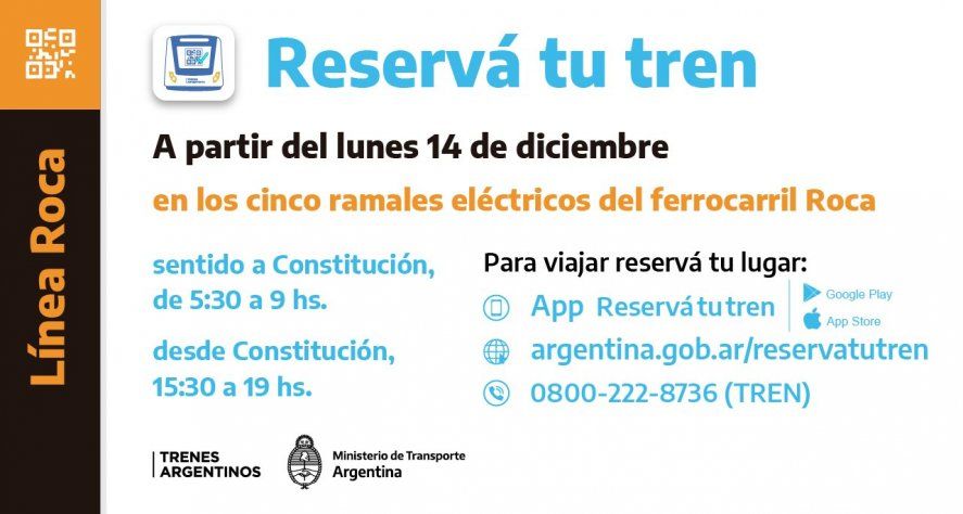 "Reservá tu tren" se implementará para viajar por la mañana y la tarde en todos los ramales de la línea Roca