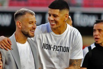 Marcos Rojo y Gastón Fernández en la Noche de los Campeones de Estudiantes