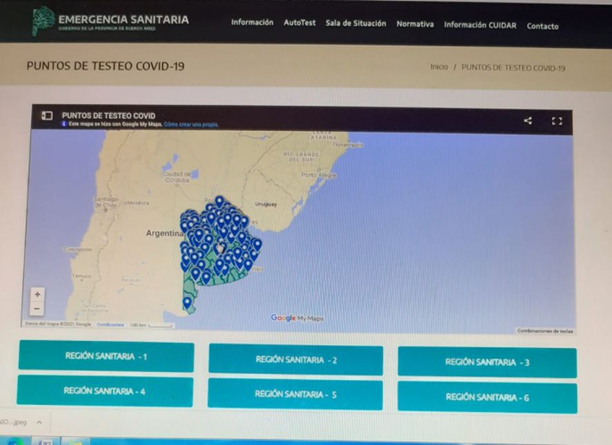 El mapa para testeos de coronavirus fue confeccionado por el área de Establecimientos de Salud de la Dirección de Información en Salud
