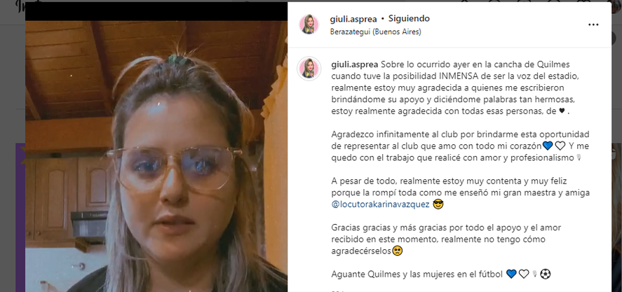 La locutora dejó un importante mensaje en Instagram sobre la gordofobia, el machismo y los derechos laborales de las mujeres en el fútbol.