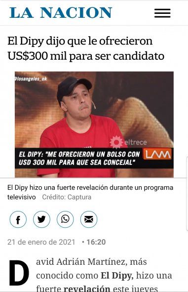 Artículo dd La Nación dando por válidas las denuncias sin pruebas del 