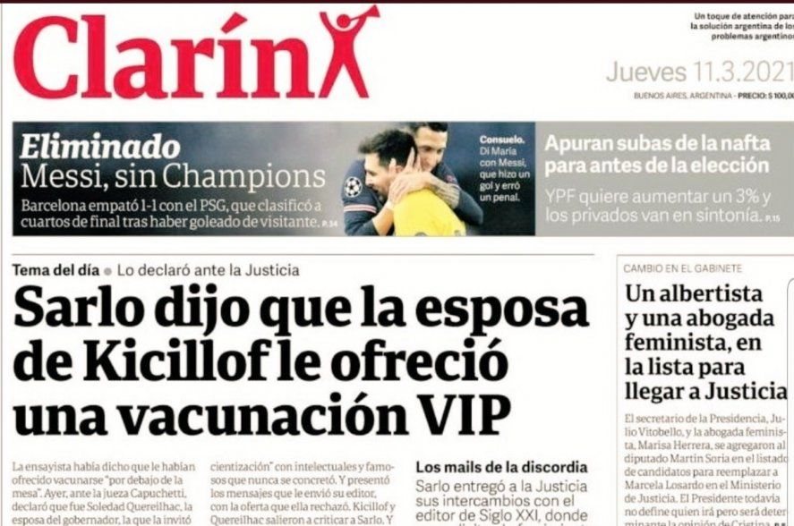 Clarín tituló su diario de papel a 6 columnas con una noticia ya superada. Al igual que La Nación con el tema Sarlo y la librería, aprovechan los resquicios para instalar una posverdad con tergiversaciones o atemporalidades en la información que brindan