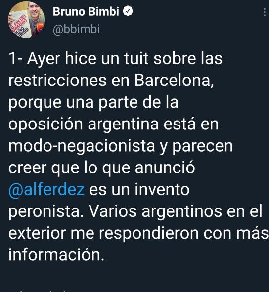 En Twitter muchos argentinos radicados en el exterior, muestran la realidad de cada país frente a las medidas que toman los gobiernos de cara a la segunda ola de coronavirus y como los medios de comunicación acompañan generalmente por el bien superior de la salud pública. 