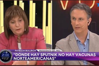 Patricia Bullrich volvió a deslizar una teoría sin pruebas. Esta vez dijo que la vacuna Pfizer no ingresa en países en los cuales se da Sputnik. La realidad la contradijo
