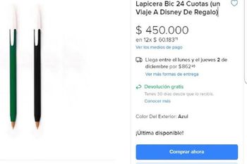 cepo: venden biromes en 24 cuotas con viajes a disney de regalo