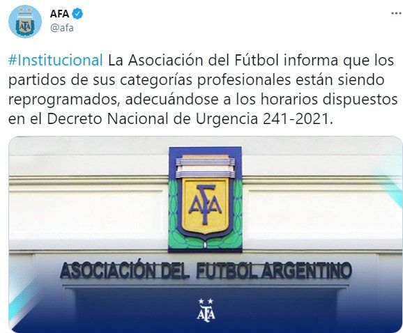 Se acatan las medidas del presidente y AFA mueve los horarios de la fecha 10.