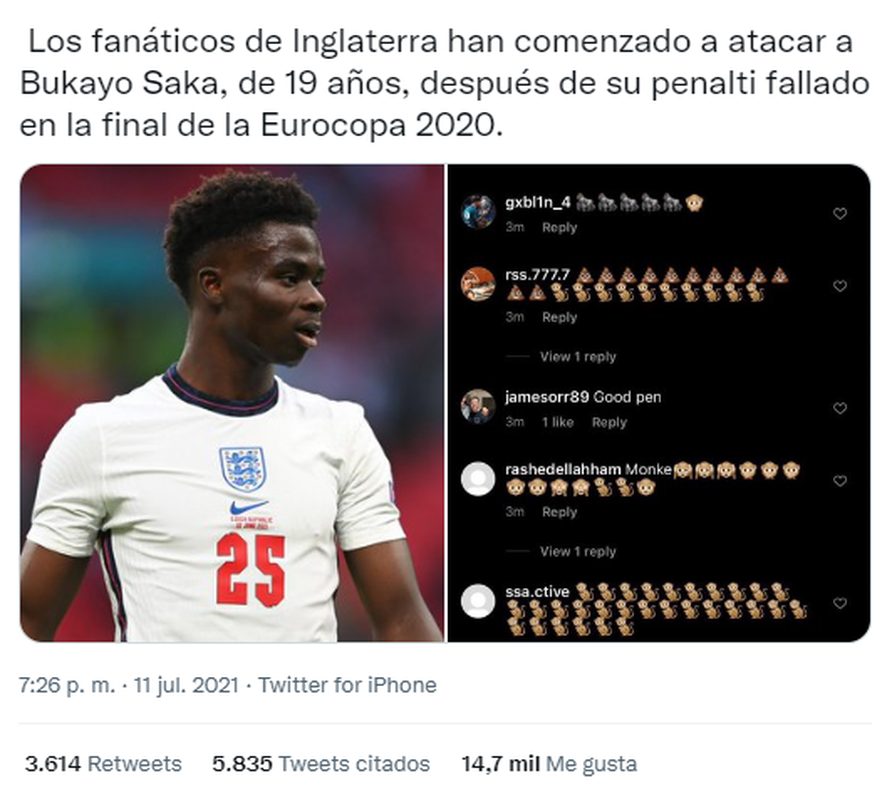 El racismo fue la respuesta de los ingleses hacía sus jugadores.