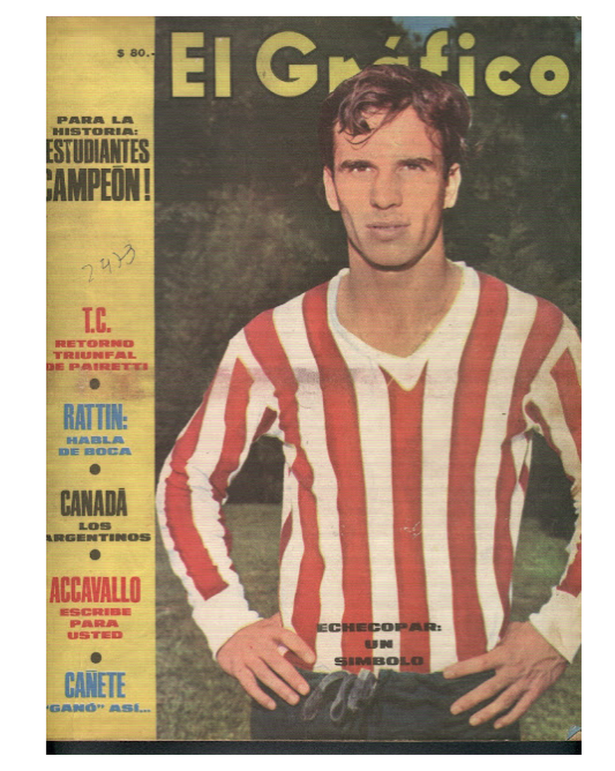 El Estudiantes de Bilardo jugador siendo tapa de las revistas de fútbol , luego vendrían eternas batallas con él en el banco.