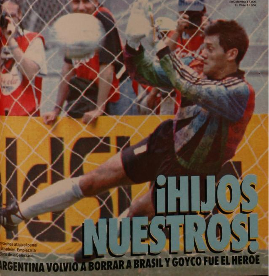 Tapa de El Gráfico para Goycochea tras la victoria frente a Brasil en cuartos de la Copa América del 93´.