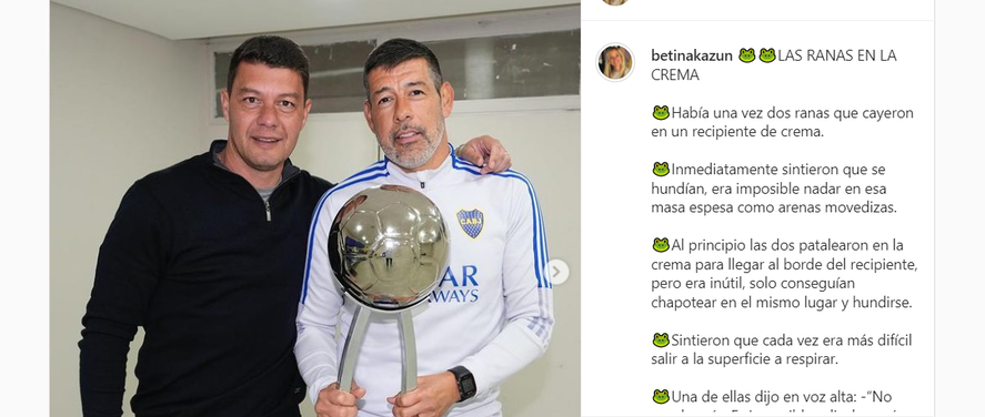 El titulo de Boca inspiró un posteo de la esposa de Sebastián Battaglia.