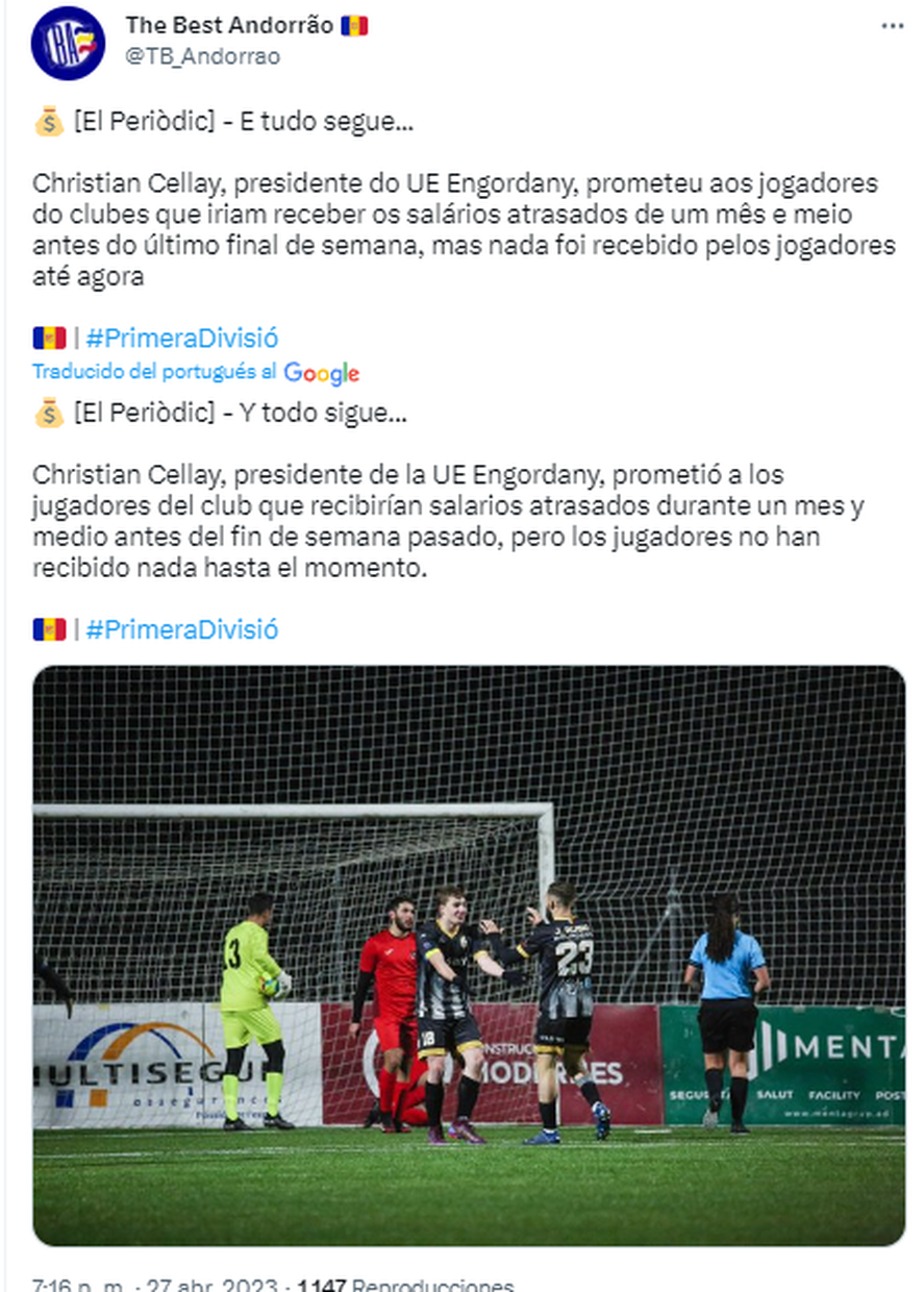 Los medios de Andorra hablan de los incovenientes del ex Boca como presidente de su club.