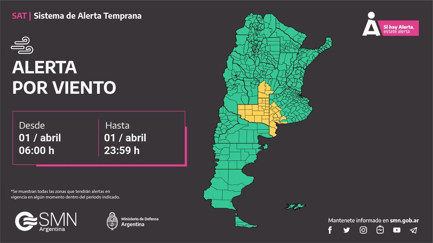 El Servicio Meteorológico Nacional anunció una alerta amarillo por tormentas fuertes en parte de la región bonaerense.