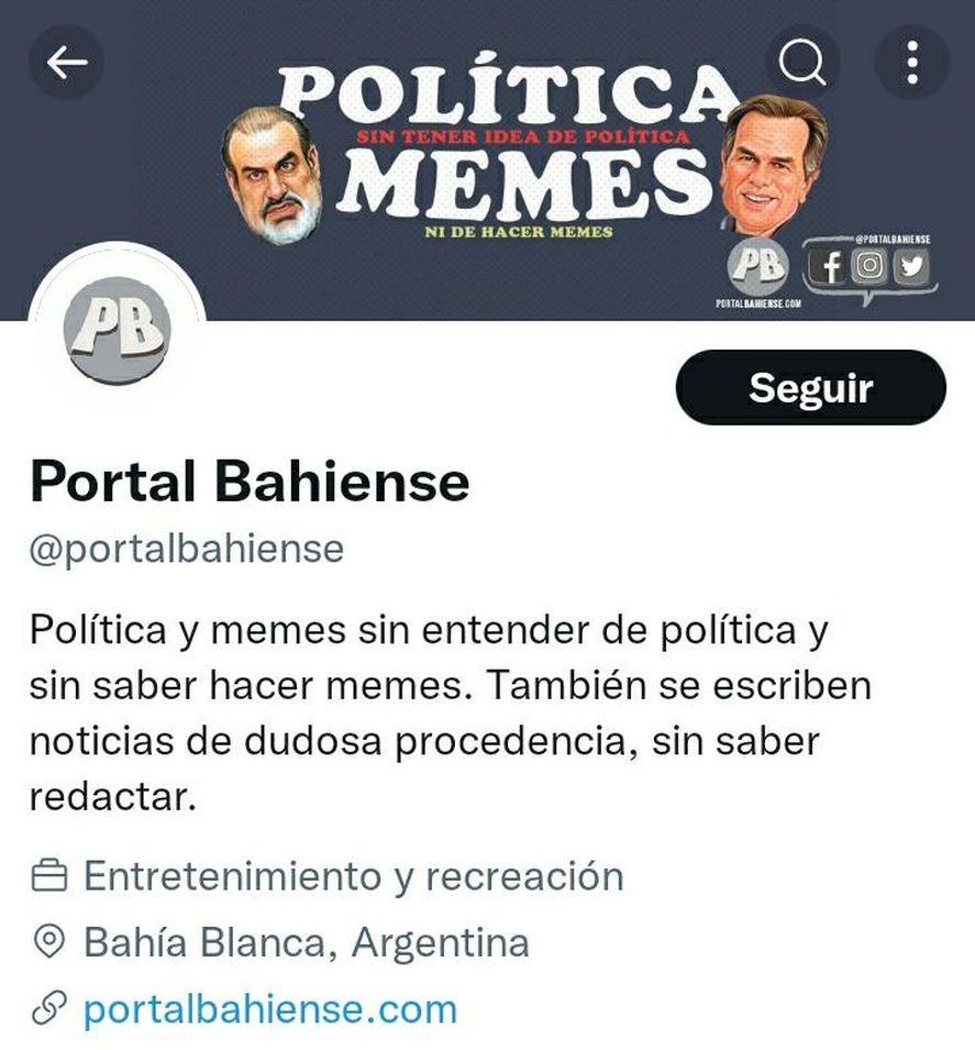 La portada de Twitter del perfil humorístico