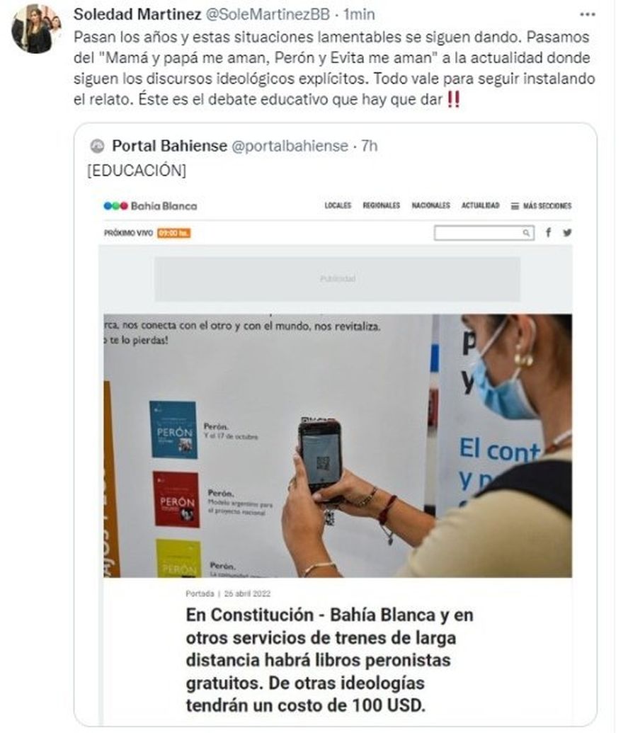El polémico tweet de la edil bahiense