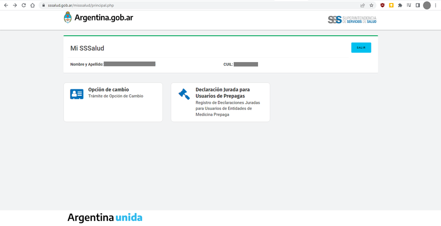Así es el portal de la Superintendencia de Servicios de Salud.
