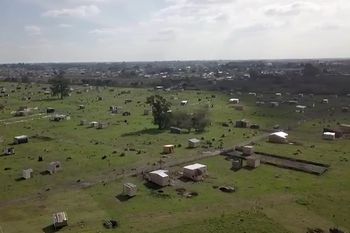 Postal de la toma de tierras más grande del país
