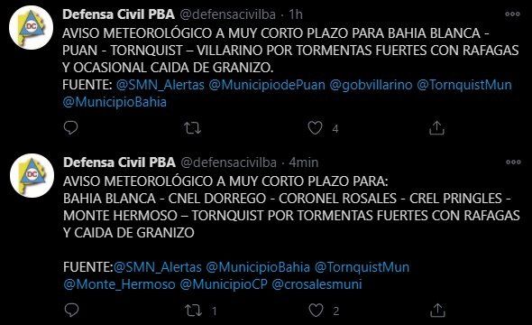 El SMN emitió dos ACP para advertir por tormentas y granizo