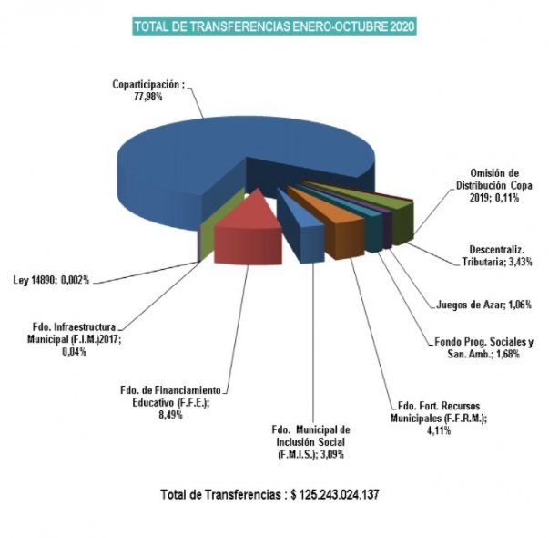 El detalle de la coparticipación anual. Fuente: Ministerio de Hacienda.