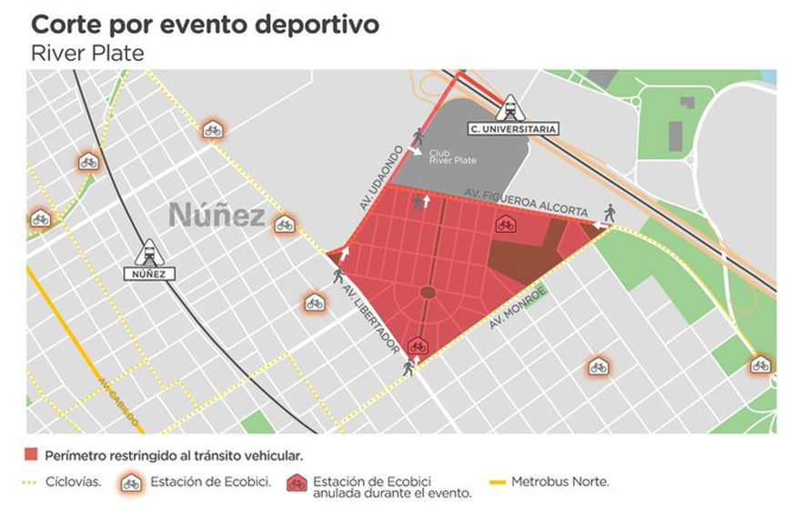Interrupción alrededor del Monumental en el Barrio de Núñez