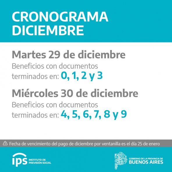 El calendario de pagos para beneficiarios del IPS