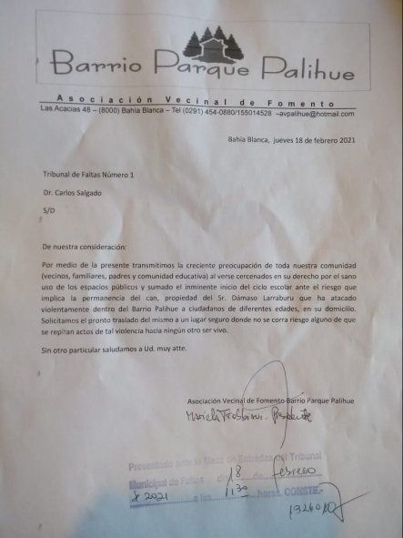 Vecinos piden que la perra de Larraburu deje el barrio tras atacar a chicos