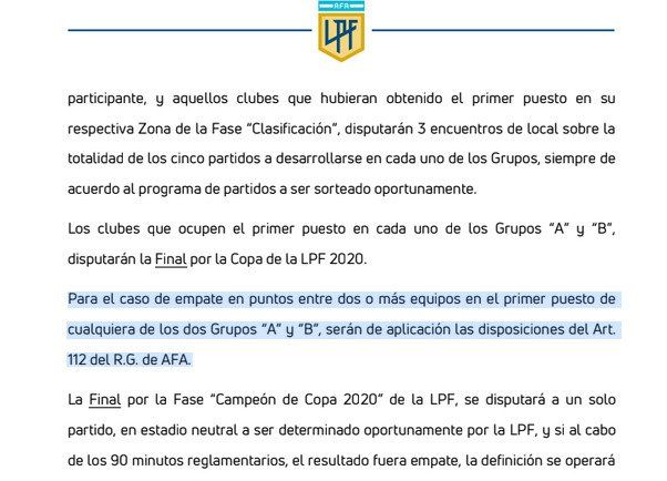 ¿Boca y River a sorteo? En ningún reglamento- acá el de LPF- aparece como opción aunque se instaló mediáticamente.