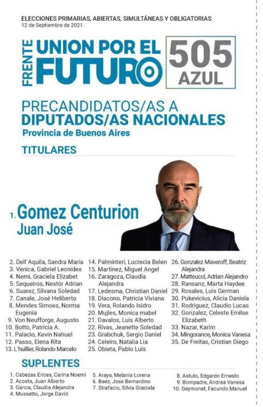 Elecciones 2021: la boleta de Unión por el Futuro