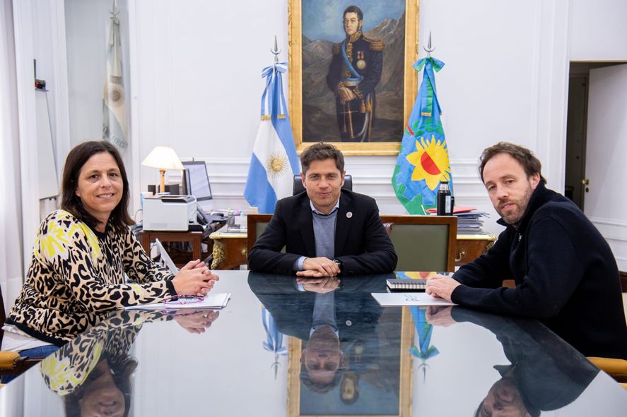 Moretti, Kicillof y López en el anuncio