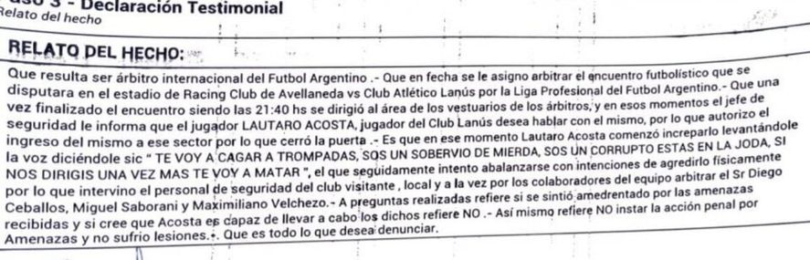 La Liga Profesional en llamas: la denuncia penal del árbitro Herrera contra Acosta.